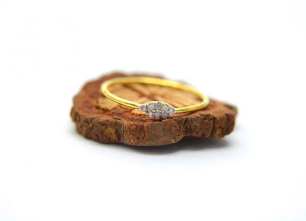 14K Solid Yellow Gold Ring (Size- 7 No) - Diamond Stone And Marquise Shape, SGTAN-1286, Sold By 1 Pcs.