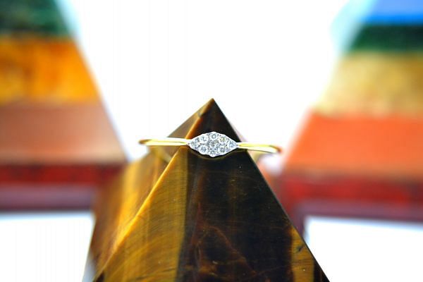 14K Solid Yellow Gold Ring (Size- 7 No) - Diamond Stone And Marquise Shape, SGTAN-1286, Sold By 1 Pcs.