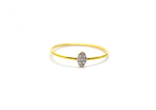 14K Solid Yellow Gold Oval Shape Ring (Size- 7 No) With Diamond Stone Studded, SGTAN-1287, Sold By 1 Pcs.
