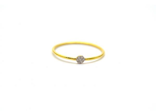 14K Solid Yellow Gold Ring (Size- 7 No) With Diamond Stone Studded, (Round Shape), SGTAN-1288, Sold By 1 Pcs.