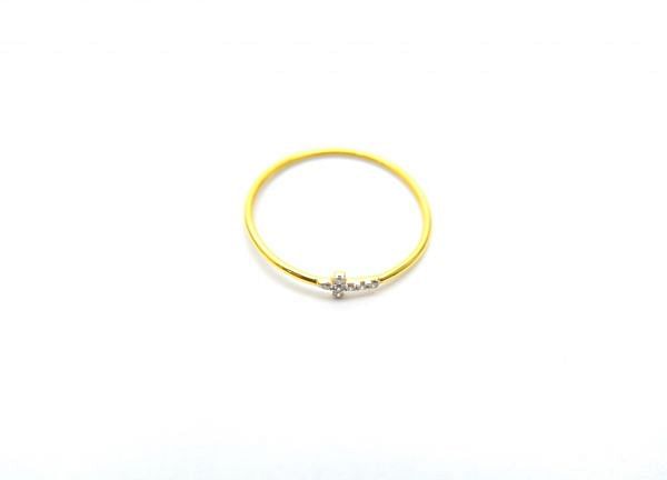 14K Solid Yellow Gold Diamond Stone Studded Ring (Size- 7 No)With Jesus Cross Shape, SGTAN-1290, Sold By 1 Pcs.