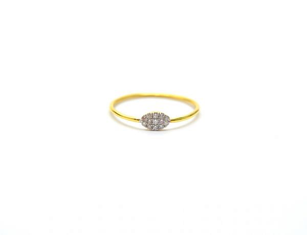 14K Solid Yellow Gold (Size- 7 No )Ring - Diamond Stone And Oval Shape, SGTAN-1291, Sold By 1 Pcs.