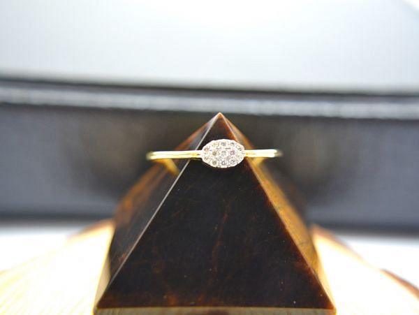14K Solid Yellow Gold (Size- 7 No )Ring - Diamond Stone And Oval Shape, SGTAN-1291, Sold By 1 Pcs.