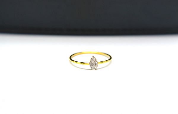14K Solid Yellow Gold Marquise Shape Ring (Size- 7 No) With Diamond Stone Studded, SGTAN-1292, Sold By 1 Pcs.