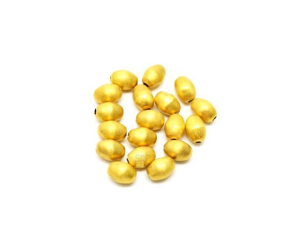 18K Solid Yellow Gold Oval Shape Matt Beads In 8,5x6mm,  SGTAN-0001, Sold By 1 Pcs.