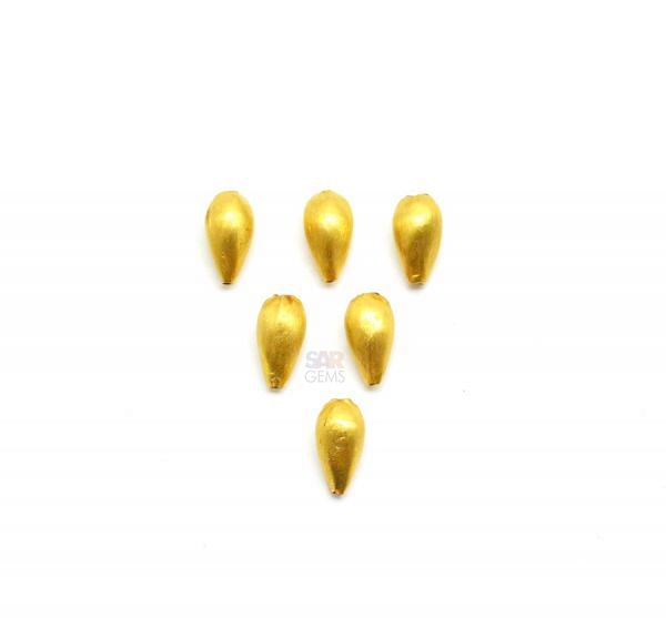 18K Solid Yellow Gold 9X5 mm Bead in Pear Shape, SGTAN-0002, Sold By 1 Pcs.