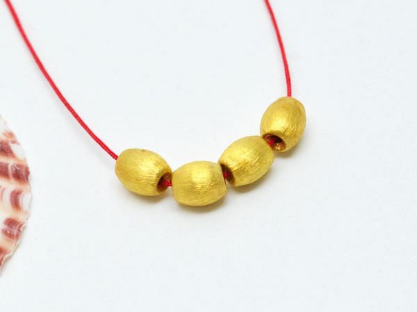 18K Solid Yellow Gold  Oval Shape Bead In 8x7 mm Bead, SGTAN-0004, Sold By 1 Pcs.