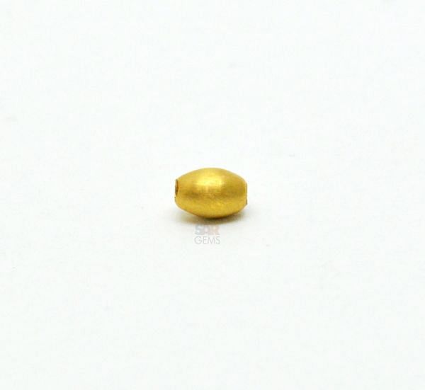 18K Solid Yellow Gold Oval Shape Matt Finished, 5X4mm Bead, SGTAN-0008, Sold By 2 Pcs.