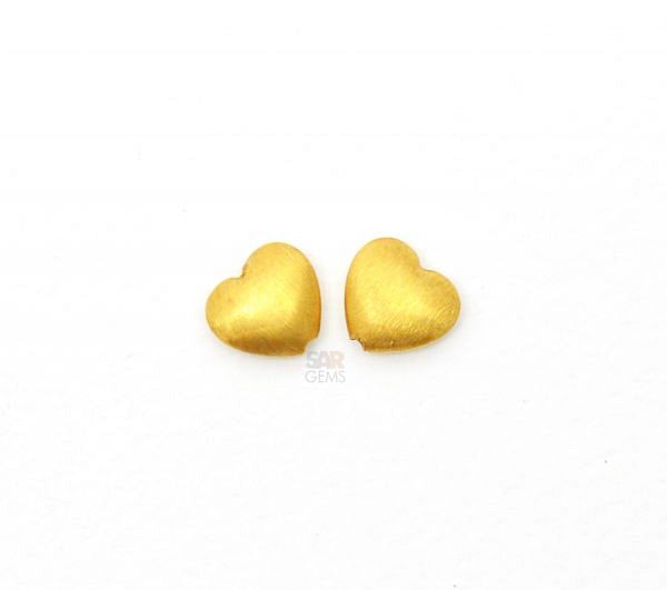 18K Solid Yellow Gold Heart Shape 10X10mm Bead, SGTAN-0009, Sold By 1 Pcs.