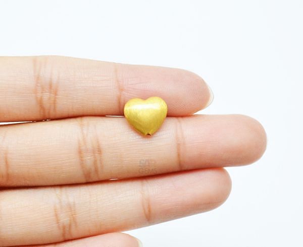 18K Solid Yellow Gold Heart Shape 10X10mm Bead, SGTAN-0009, Sold By 1 Pcs.