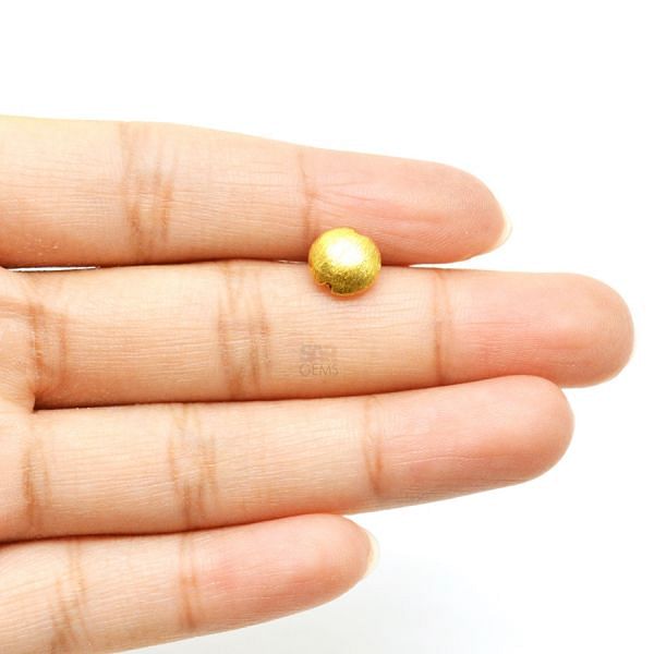 18K Solid Yellow Gold Puff Coin Shape Matt Brushed Finished, 8x4mm Bead, SGTAN-0011, Sold By 1 Pcs.