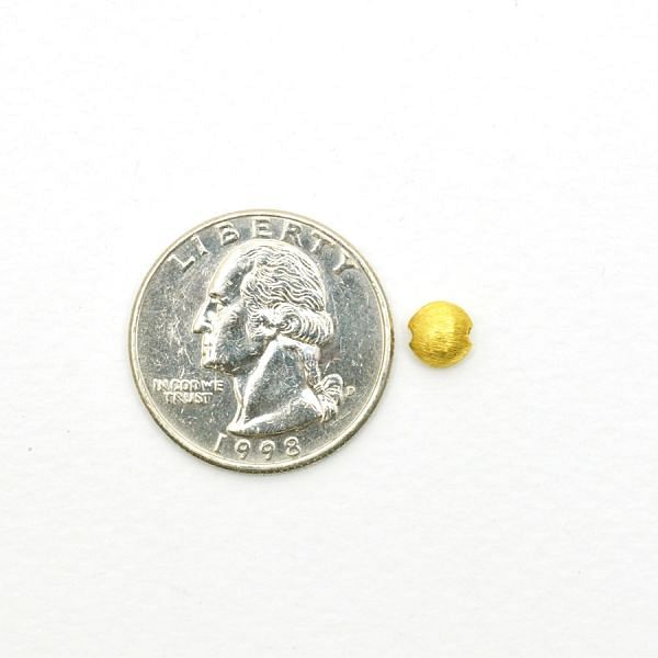 18K Solid Yellow Gold Puff Coin Shape Matt Brushed Finished, 6X3,50mm Bead, SGTAN-0012, Sold By 1 Pcs.