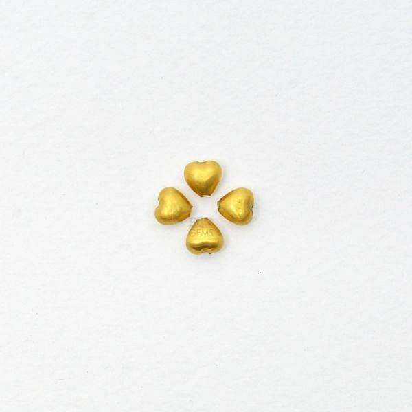 18K Solid Yellow Gold Heart Shape Matt Finished, 5,50X5,50mm Bead, SGTAN-0013, Sold By 2 Pcs.