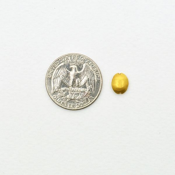 18K Solid Yellow Gold Puff Coin Shape Matt Finished, 9X7X3mm Bead, SGTAN-0014, Sold By 1 Pcs.