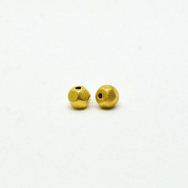 18K Solid Yellow Gold Fancy Hammered Shape Matt Brushed Finished, 7X7mm Bead, SGTAN-0015, Sold By 1 Pcs.