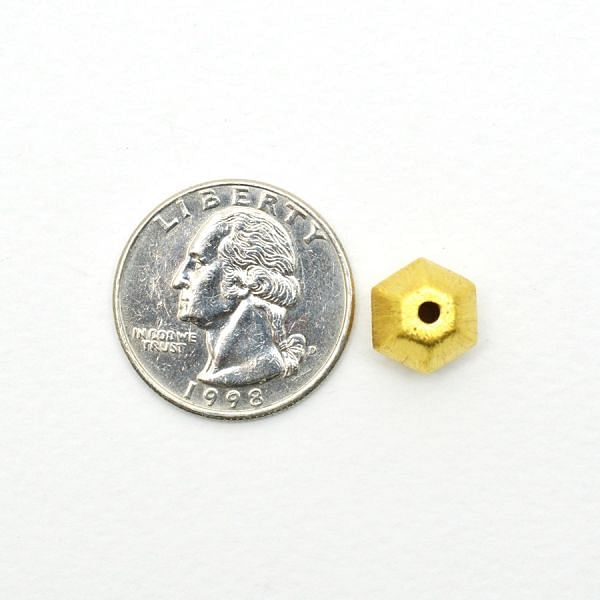 18K Solid Yellow Gold Fancy  Shape Matt Brushed Finished, 9X10mm Bead, SGTAN-0016, Sold By 1 Pcs.