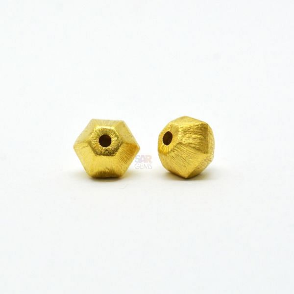 18K Solid Yellow Gold Fancy  Shape Matt Brushed Finished, 9X10mm Bead, SGTAN-0016, Sold By 1 Pcs.