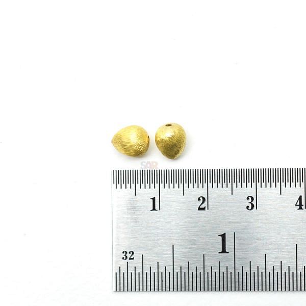 18K Solid Yellow Gold Pear Drop  Shape Matt Brushed Finished, 8X6mm Bead, SGTAN-0017, Sold By 1 Pcs.