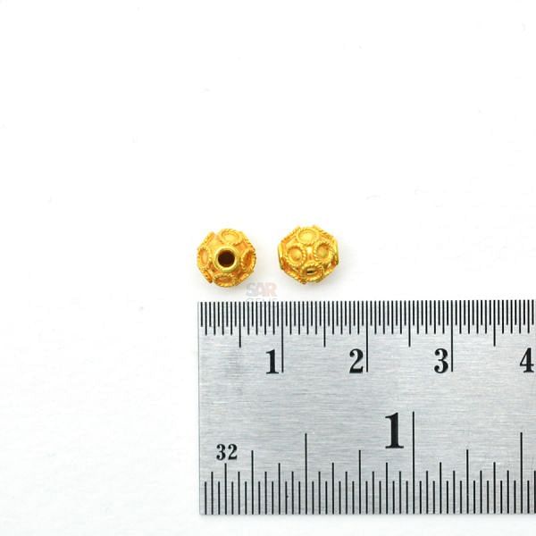 18K Solid Yellow Gold Pear Ball Fancy  Shape Fancy Finished, 7mm Bead, SGTAN-0018, Sold By 1 Pcs.