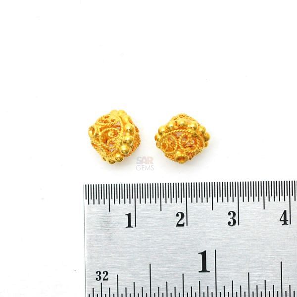 18K Solid Yellow Gold Fancy Shape Plain Finished, 11X11mm Bead, SGTAN-0020, Sold By 1 Pcs.