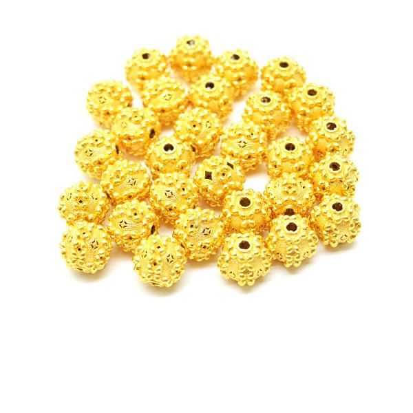 18K Solid Yellow Gold Fancy Ball Shape Fancy Textured Finished, 8mm Bead, SGTAN-0028, Sold By 1 Pcs.