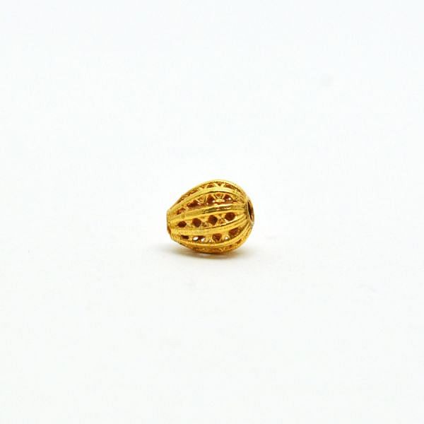 18K Solid Yellow Gold Roundel Shape Fancy Textured Finished, 6X7,5mm Bead, SGTAN-0029, Sold By 1 Pcs.
