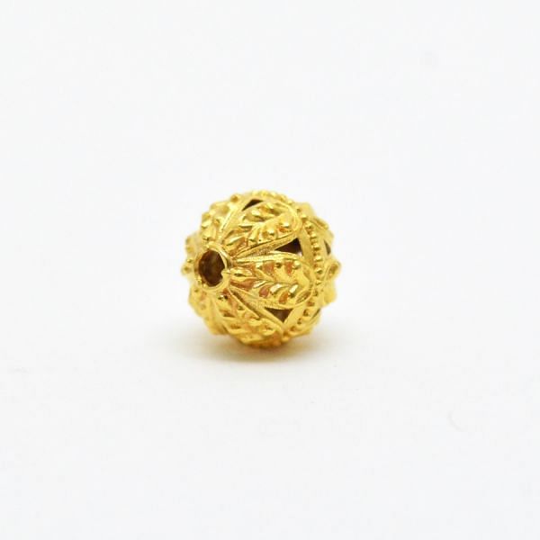18K Solid Yellow Gold Fancy Ball Shape Fancy Textured Finished, 8,5X8,5mm Bead, SGTAN-0030, Sold By 1 Pcs.