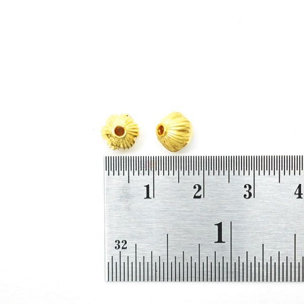 18K Solid Yellow Gold Roundel Shape Fancy Line Textured Finished, 8X7,5mm Bead, SGTAN-0034, Sold By 1 Pcs.