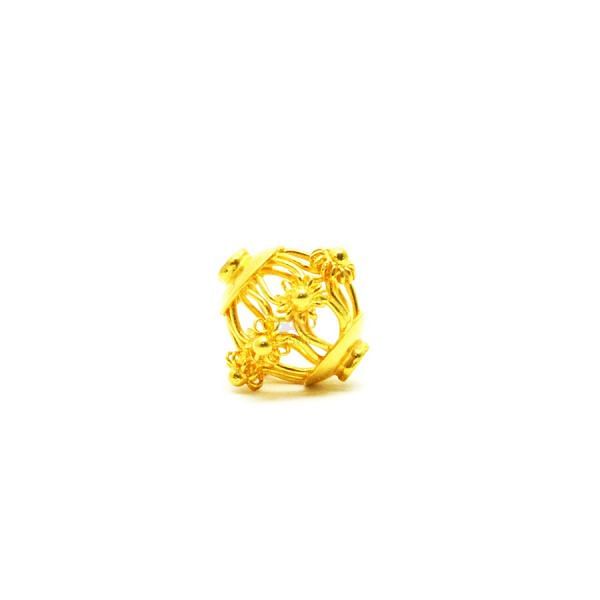 18K Solid Yellow Gold Drum Shape Plain Finished, 11X11mm Bead, SGTAN-0037, Sold By 1 Pcs.