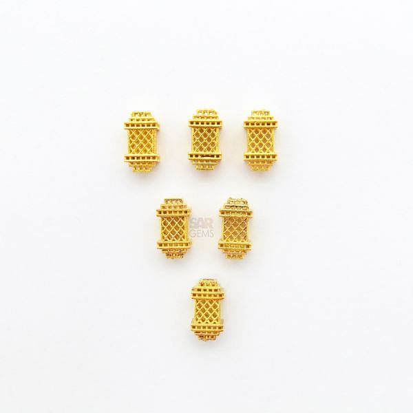 18K Solid Yellow Gold Fancy Shape Textured Finished, 10X6mm Bead, SGTAN-0043, Sold By 1 Pcs.