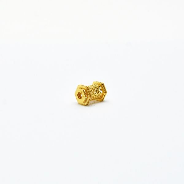 18K Solid Yellow Gold Fancy Shape Textured Finished, 9X6mm Bead, SGTAN-0044, Sold By 1 Pcs.