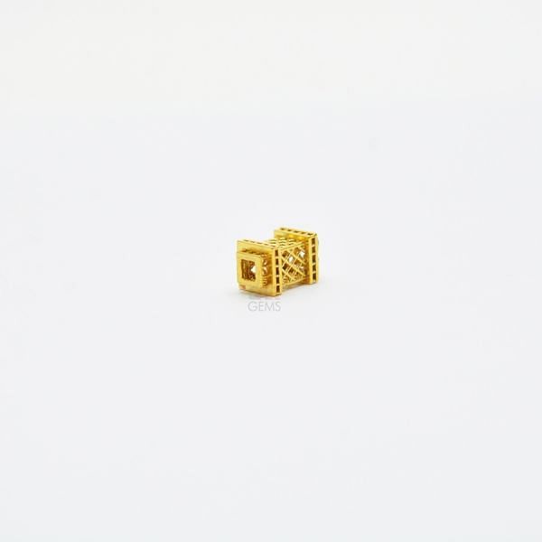 18K Solid Yellow Gold Fancy Shape Textured Finished, 8X5mm Bead, SGTAN-0045, Sold By 1 Pcs.