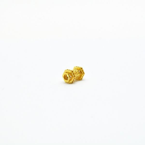 18K Solid Yellow Gold Fancy Shape Textured Finished, 8X4,50mm Bead, SGTAN-0046, Sold By 1 Pcs.