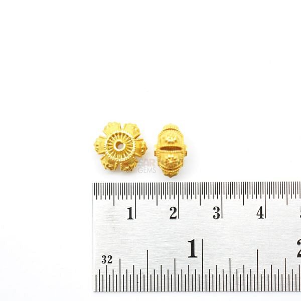 18K Solid Yellow Gold Roundel Shape Fancy Textured Finished,11X7,50mm Bead, SGTAN-0050, Sold By 1 Pcs.