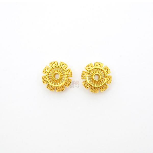 18K Solid Yellow Gold Roundel Shape Fancy Textured Finished,12X8mm Bead, SGTAN-0051, Sold By 1 Pcs.