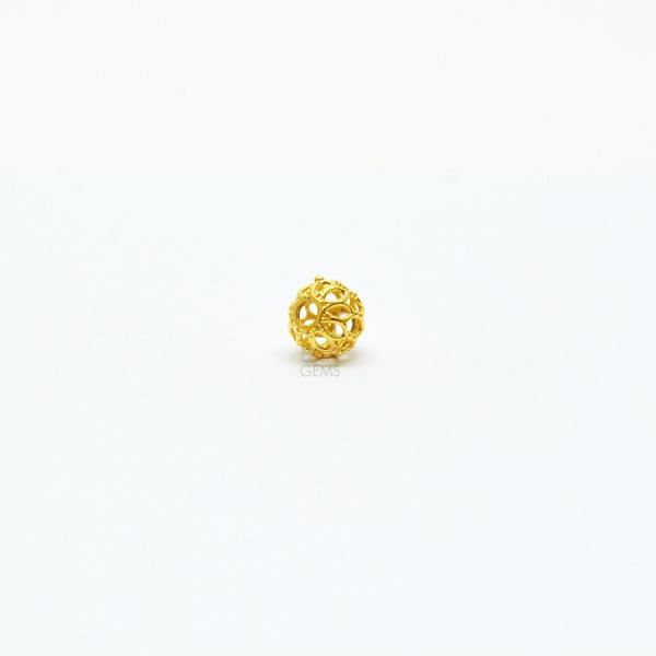 18K Solid Yellow Gold Round Ball Shape Plain Net Finished 5,0mm Bead, SGTAN-0058, Sold By 1 Pcs.