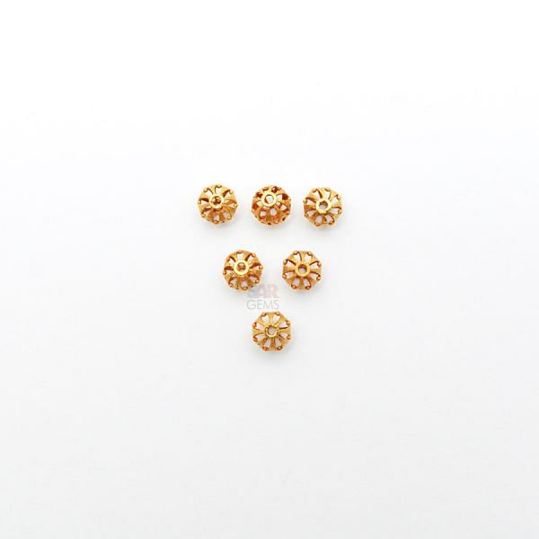 18K Solid Yellow Gold Round Ball Shape Plain Net Finished 5,5mm Bead, SGTAN-0060, Sold By 1 Pcs.