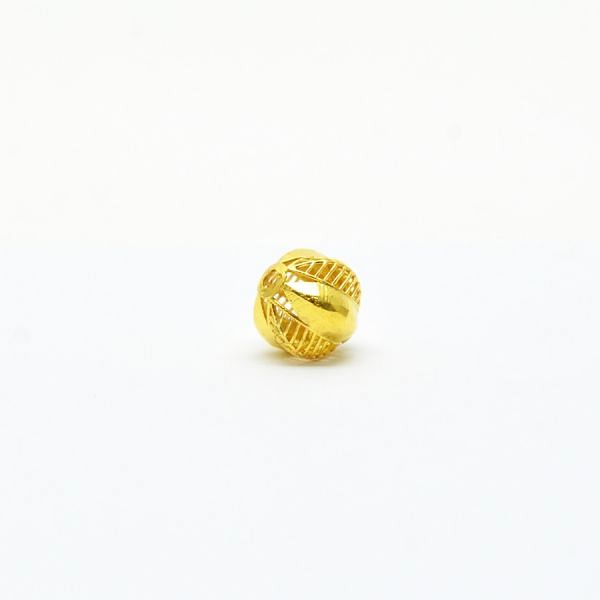 18K Solid Yellow Gold Round Ball Shape Textured Finished 10,50X5,90mm Bead, SGTAN-0067, Sold By 1 Pcs.