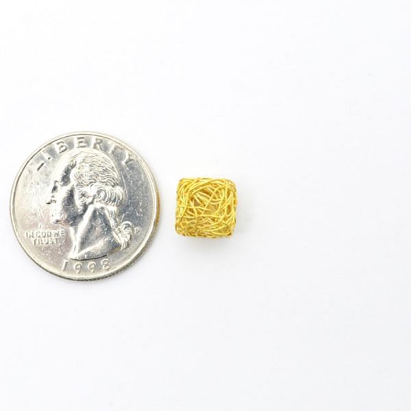 18K Solid Yellow Gold Cube Net Shape Plain Cube Net Finished 9,0X9,0mm Bead, SGTAN-0068, Sold By 1 Pcs.