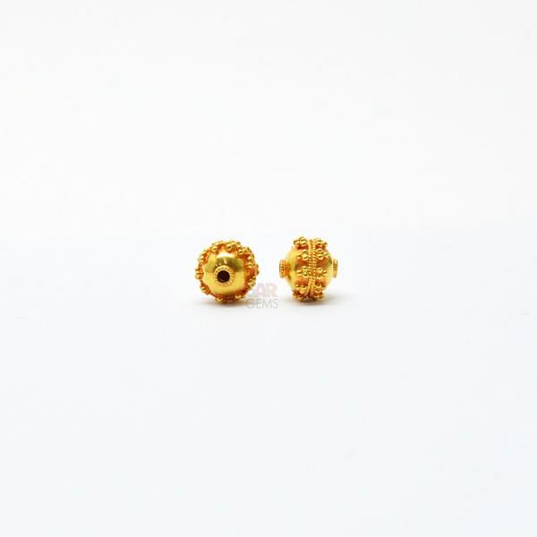 18K Solid Yellow Gold Roundel Shape Plain Fancy Finished 9,0X8,0mm Bead, SGTAN-0069, Sold By 1 Pcs.