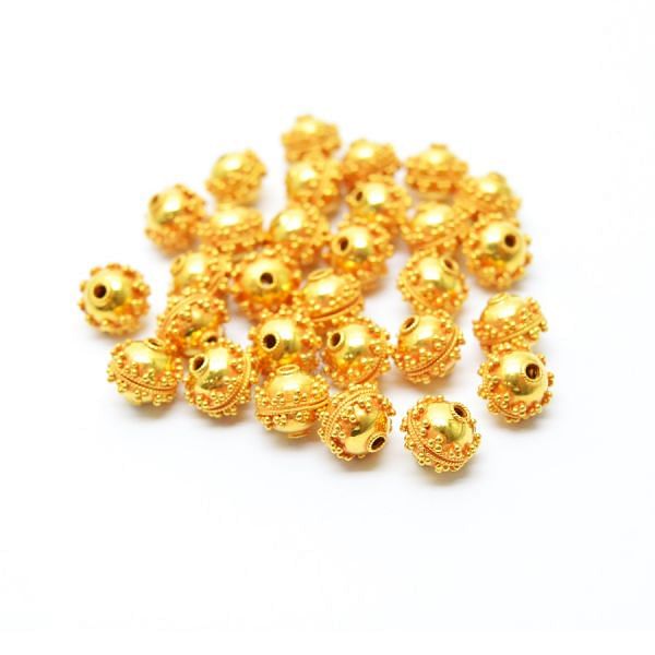 18K Solid Yellow Gold Roundel Shape Plain Fancy Finished 9,0X8,0mm Bead, SGTAN-0069, Sold By 1 Pcs.