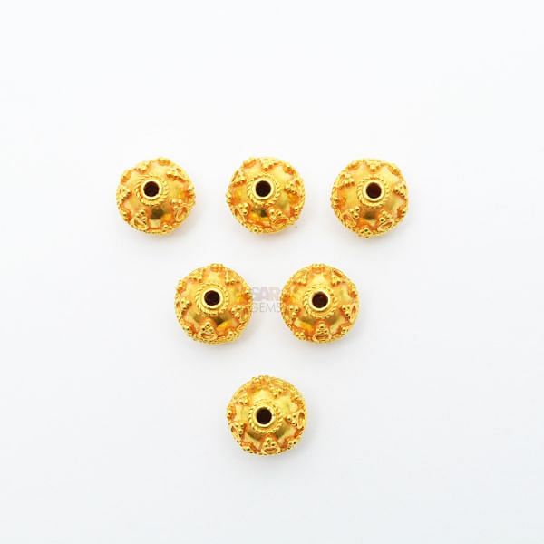 18K Solid Yellow Gold Roundel Shape Plain Fancy Finished 9,0X9,50mm Bead, SGTAN-0070, Sold By 1 Pcs.