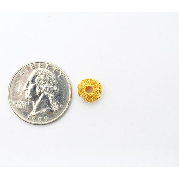 18K Solid Yellow Gold Roundel Shape Plain Wire Finished 10,0X6,0mm Bead, SGTAN-0071, Sold By 1 Pcs.