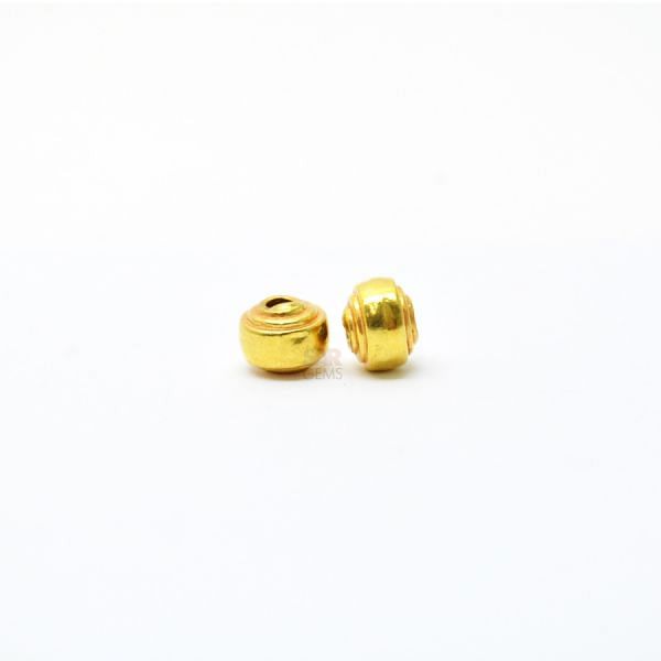 18K Solid Yellow Gold Drum Shape Plain Finished 6,0X5,0mm Bead, SGTAN-0072, Sold By 1 Pcs.