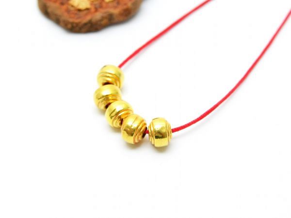 18K Solid Yellow Gold Drum Shape Plain Finished 6,0X5,0mm Bead, SGTAN-0072, Sold By 1 Pcs.