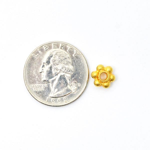 18K Solid Yellow Gold Fancy Flower Shape Plain Finished 8,0X4,0,RAVA 3mm Bead, SGTAN-0073, Sold By 1 Pcs.