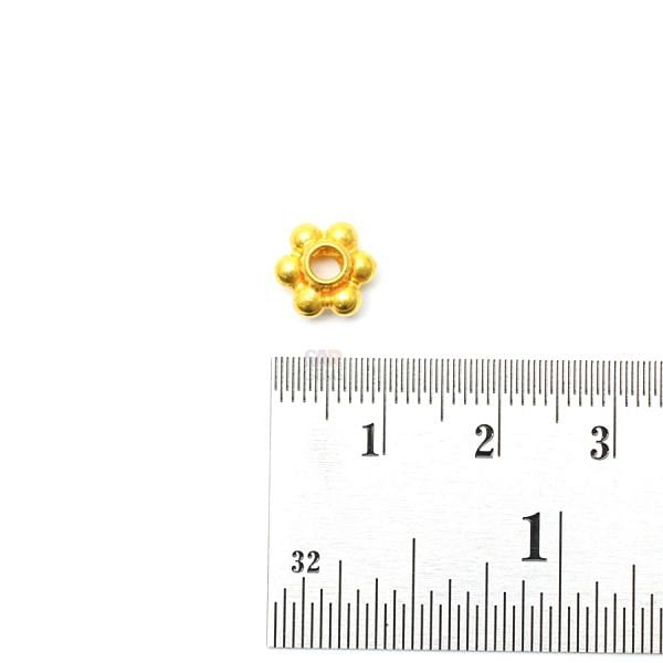 18K Solid Yellow Gold Fancy Flower Shape Plain Finished 8,0X4,0,RAVA 3mm Bead, SGTAN-0073, Sold By 1 Pcs.