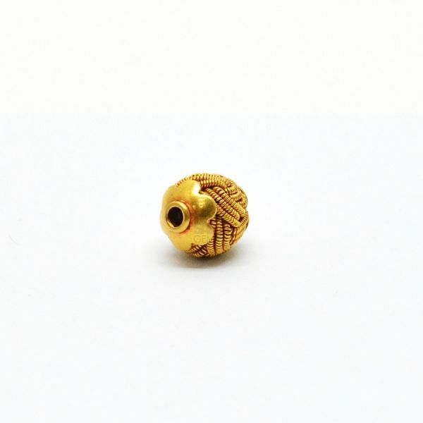 18K Solid Yellow Gold Fancy Fancy Oval Shape Spring Plain Finished 11,0X9,0mm Bead, SGTAN-0076, Sold By 1 Pcs.