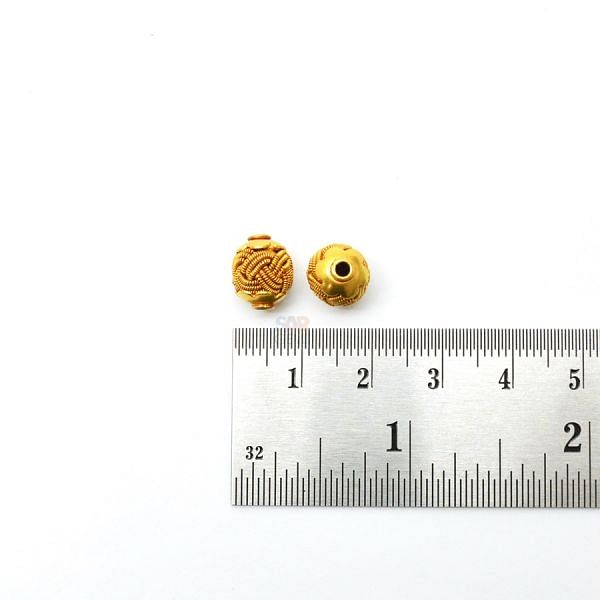 18K Solid Yellow Gold Fancy Fancy Oval Shape Spring Plain Finished 11,0X9,0mm Bead, SGTAN-0076, Sold By 1 Pcs.