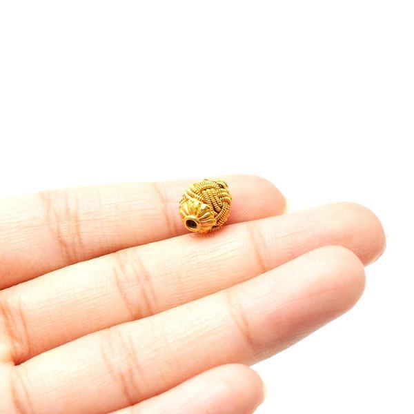 18K Solid Yellow Gold Fancy Oval Shape Spring Plain Finished 12,0X8,50mm Bead, SGTAN-0077, Sold By 1 Pcs.